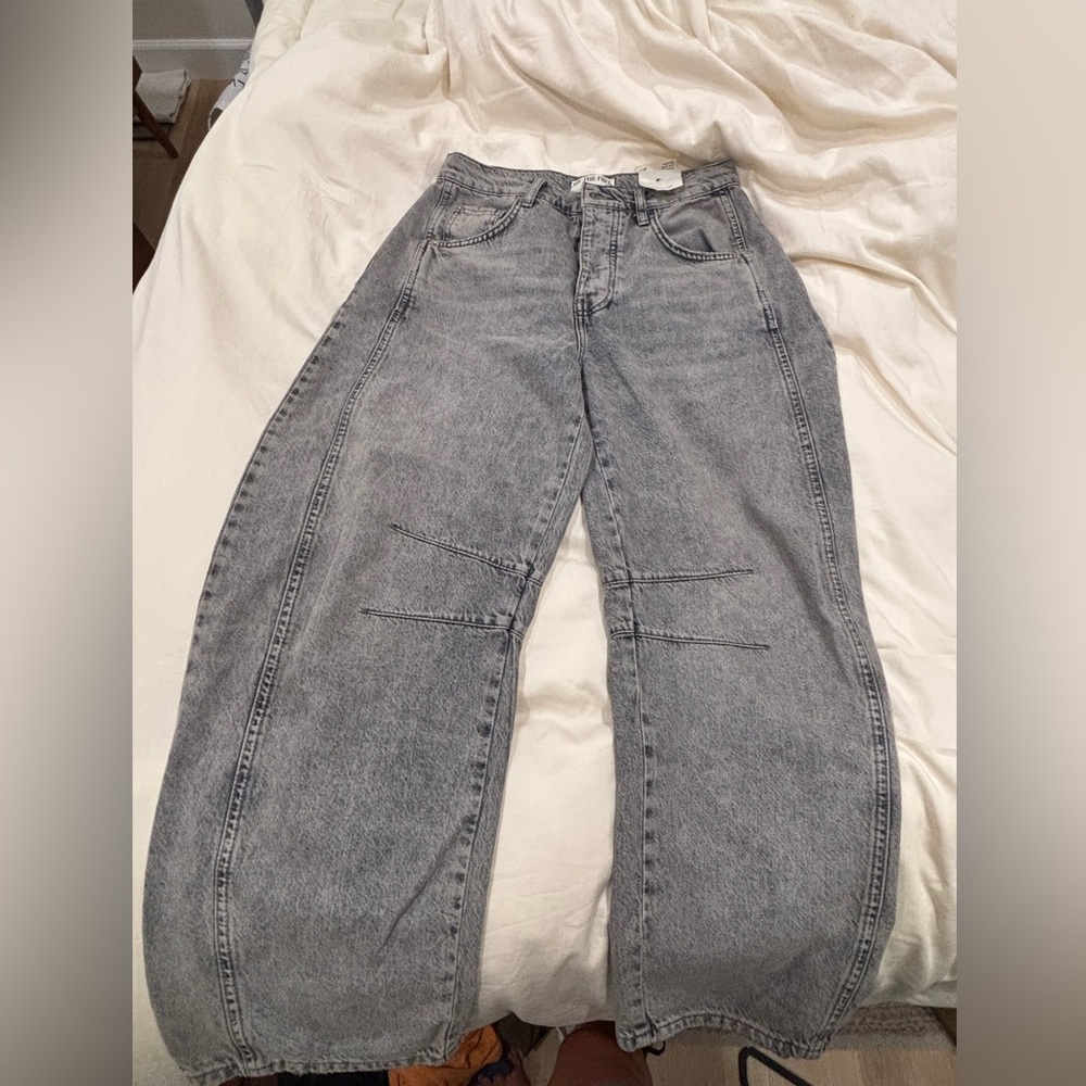 We The Free Light Gray Barrel Jeans